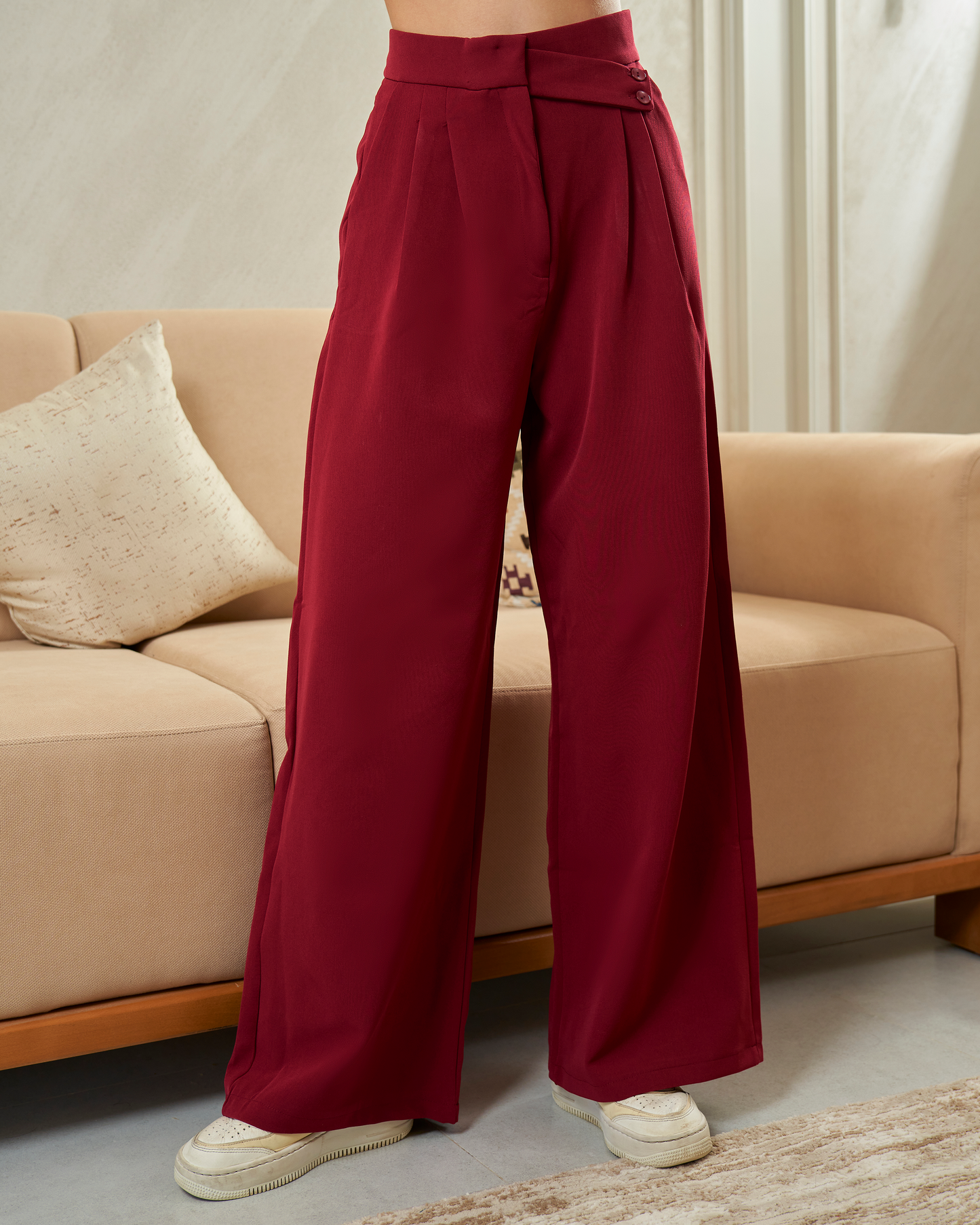 side-Belt wide pants