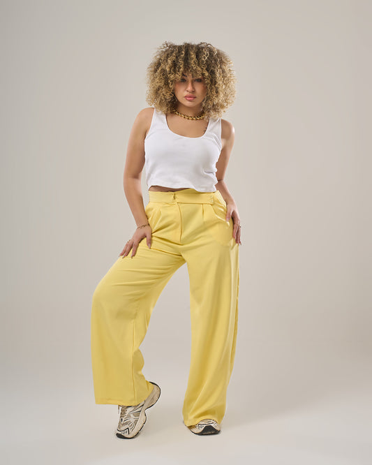 Irregular waist wide leg pants