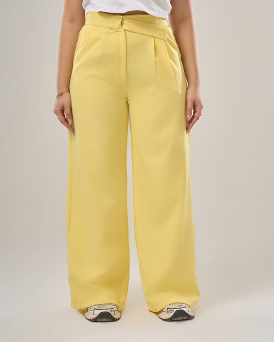 Irregular waist wide leg pants