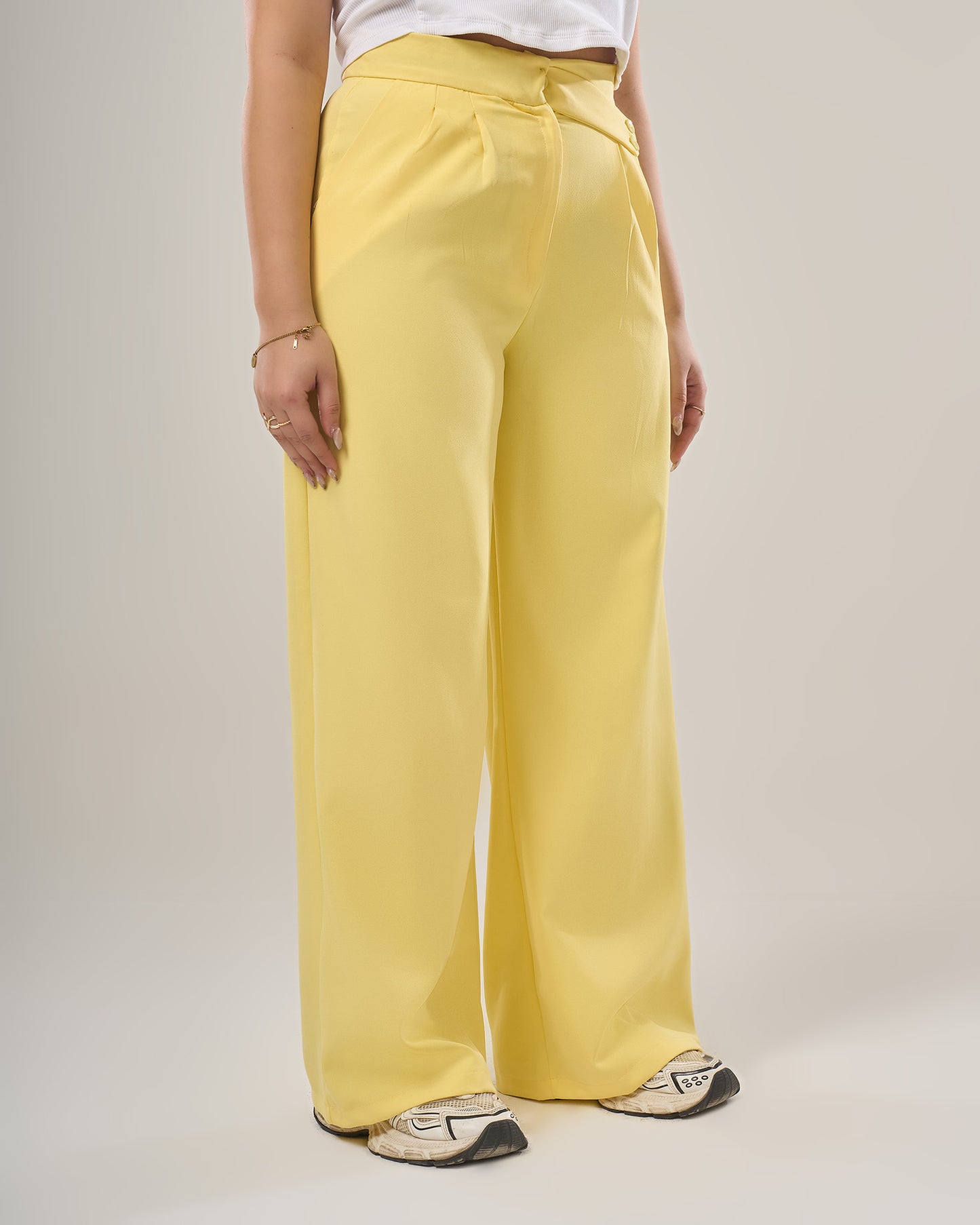 Irregular waist wide leg pants