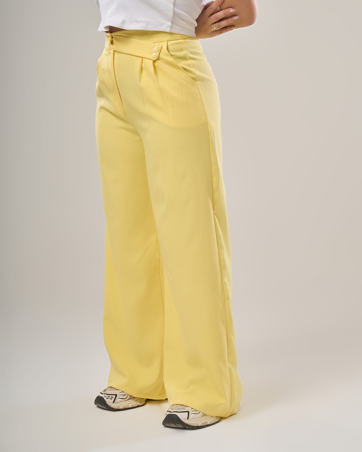 Irregular waist wide leg pants