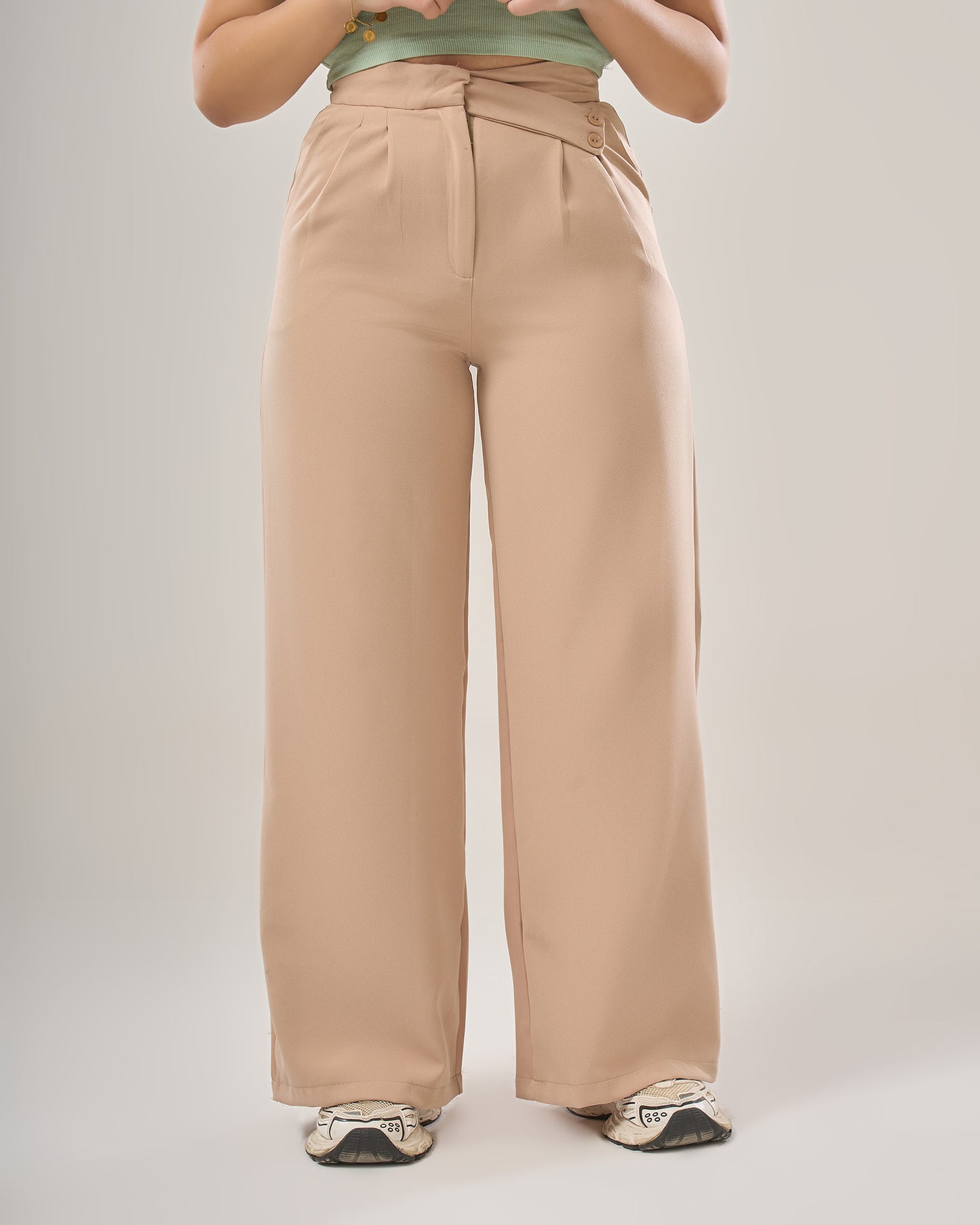 Irregular waist wide leg pants