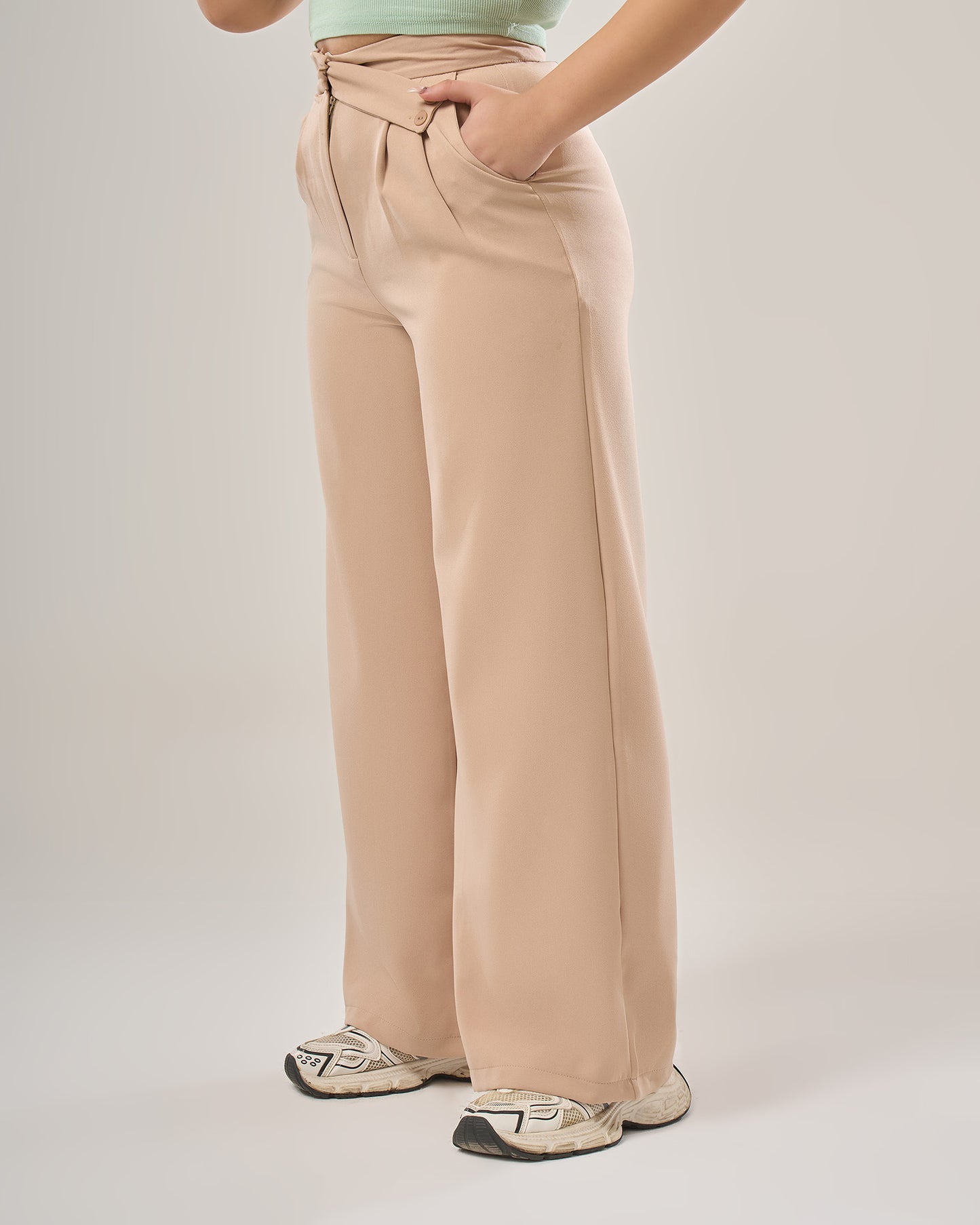 Irregular waist wide leg pants