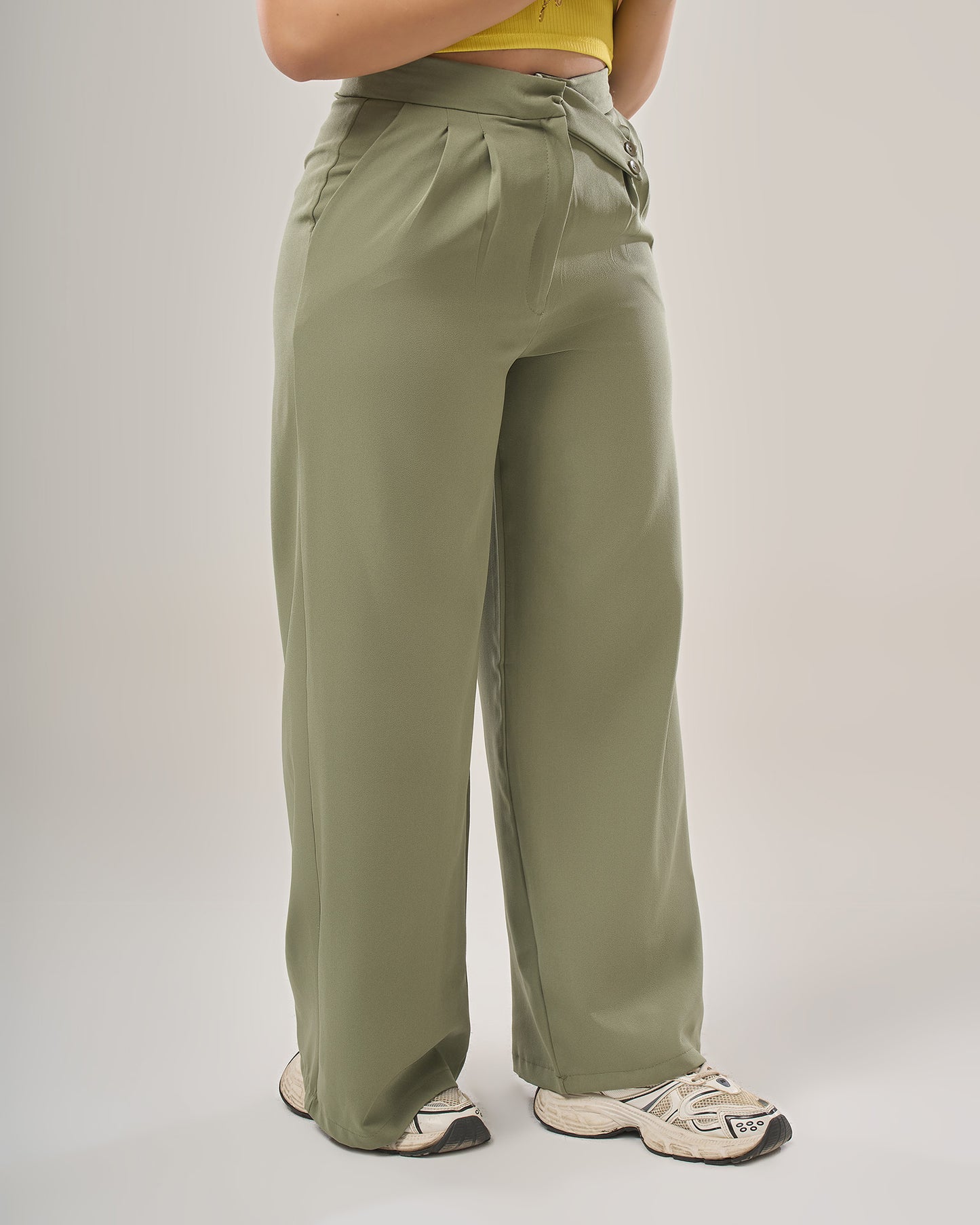 Irregular waist wide leg pants