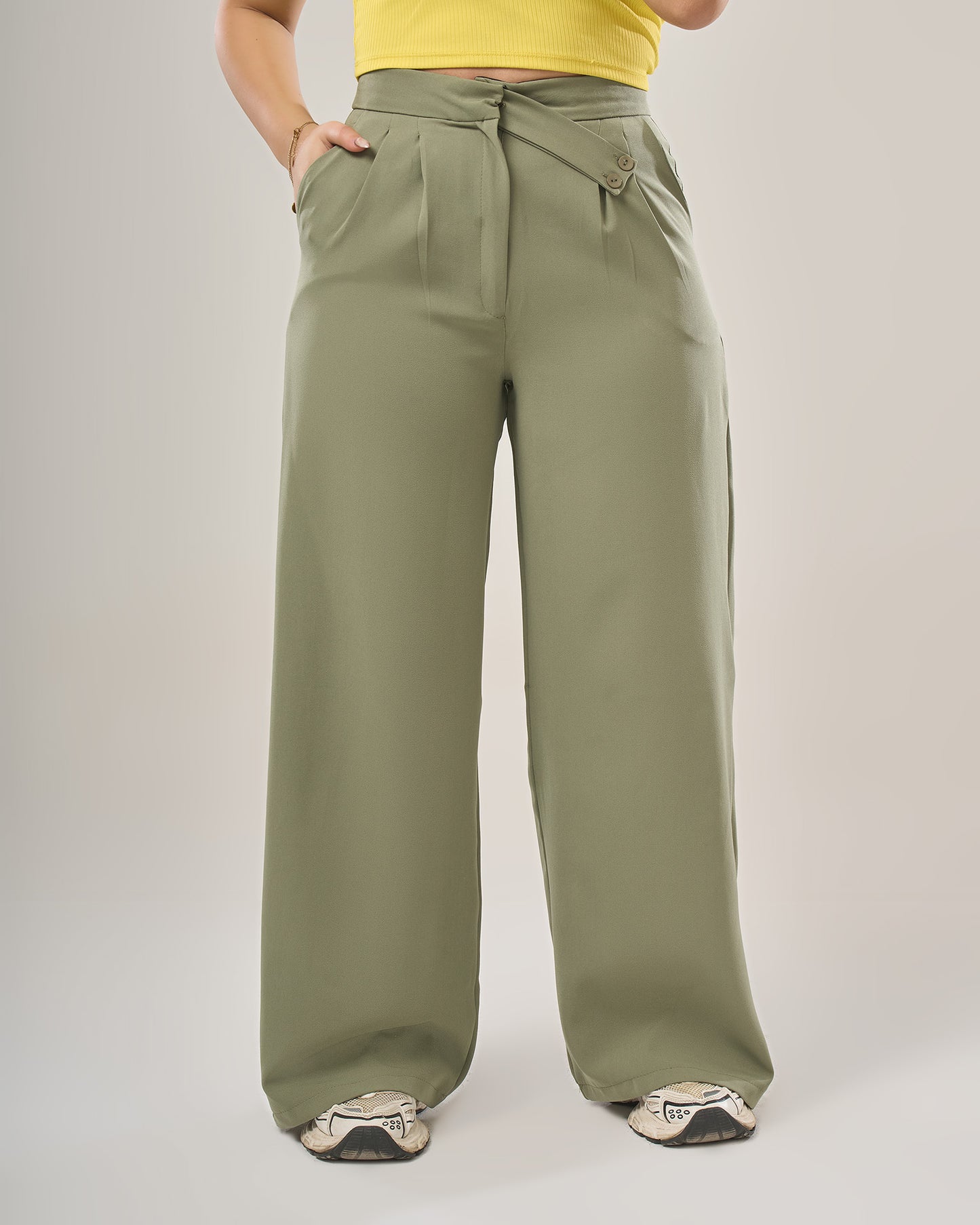 Irregular waist wide leg pants