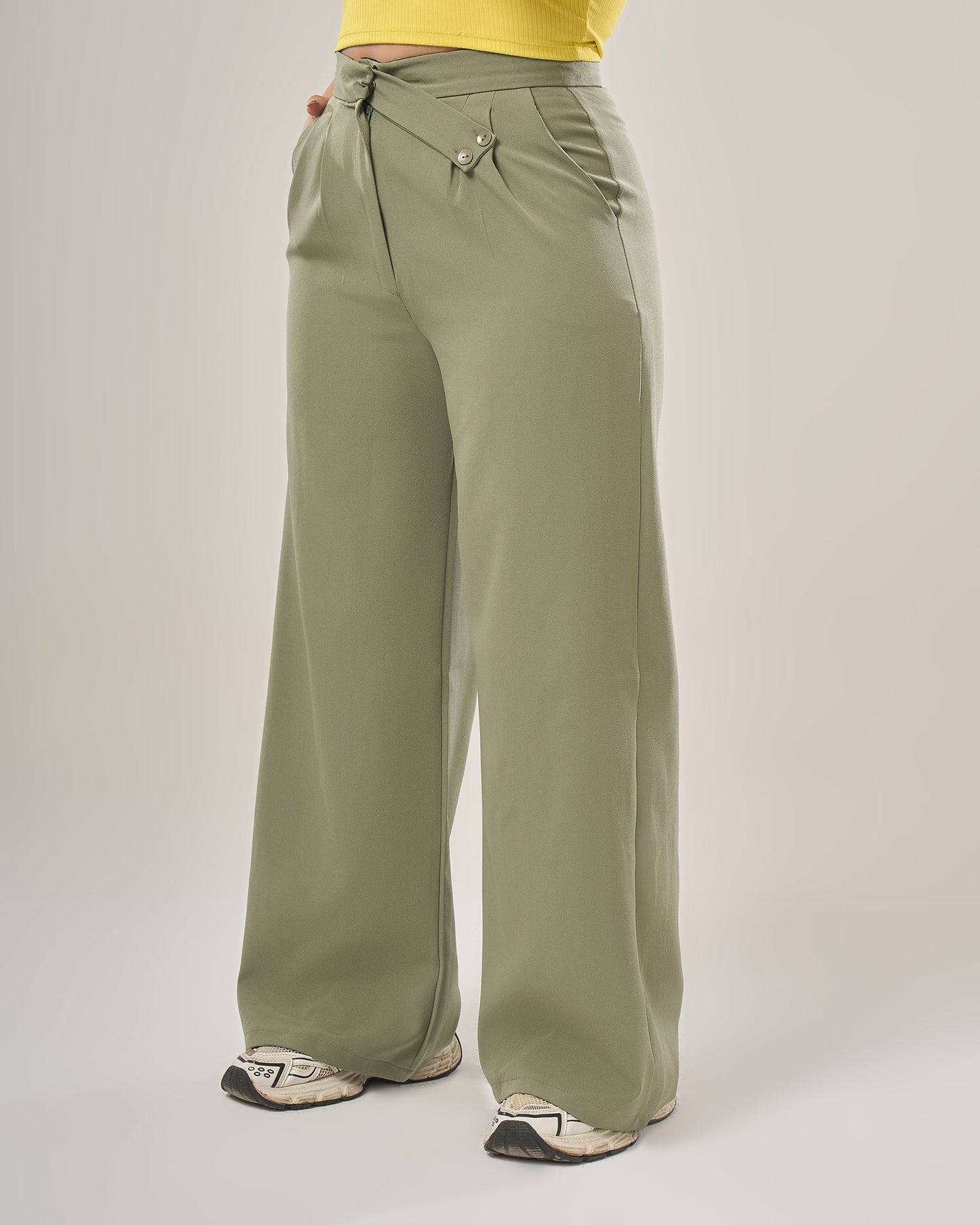 Irregular waist wide leg pants