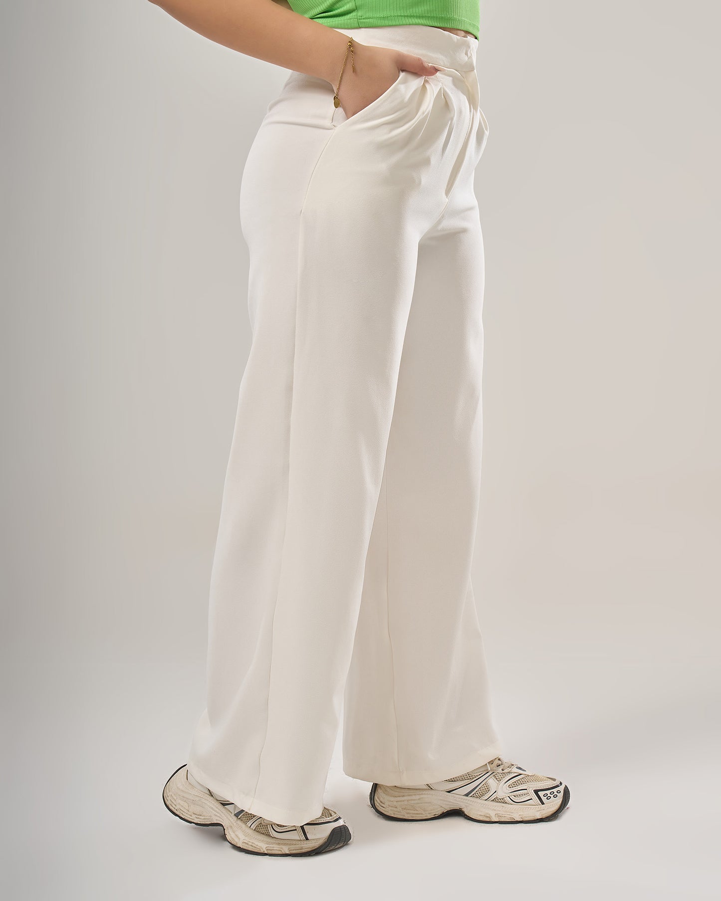 Irregular waist wide leg pants