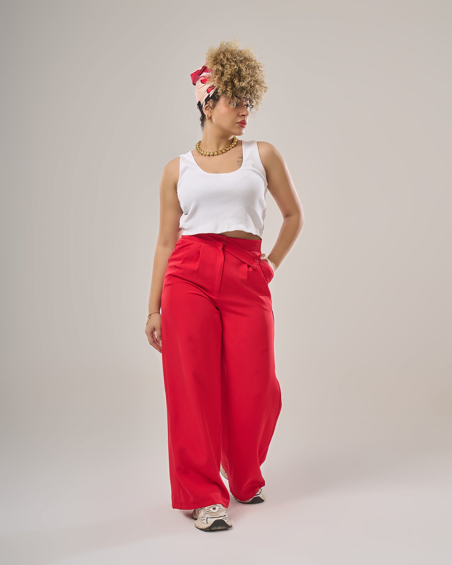 Irregular waist wide leg pants