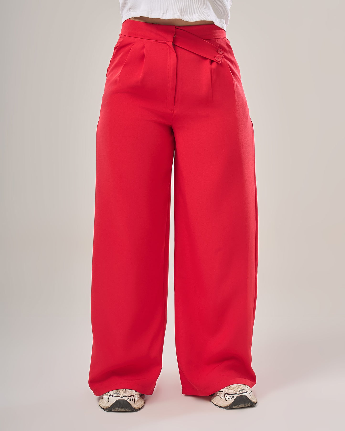 Irregular waist wide leg pants