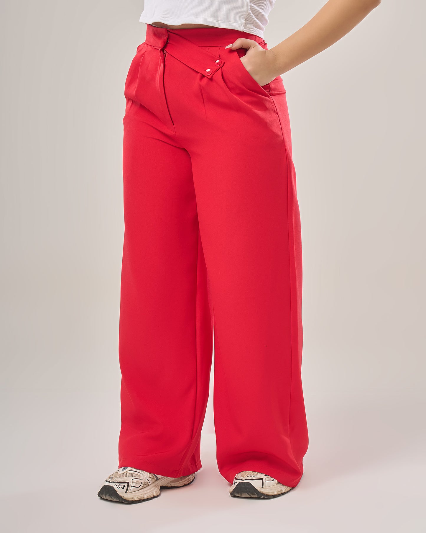 Irregular waist wide leg pants