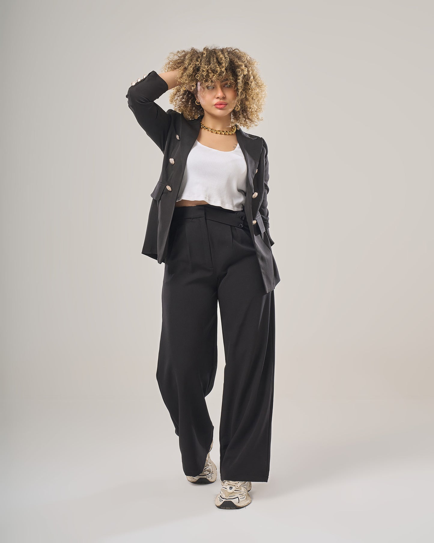 Irregular waist wide leg pants
