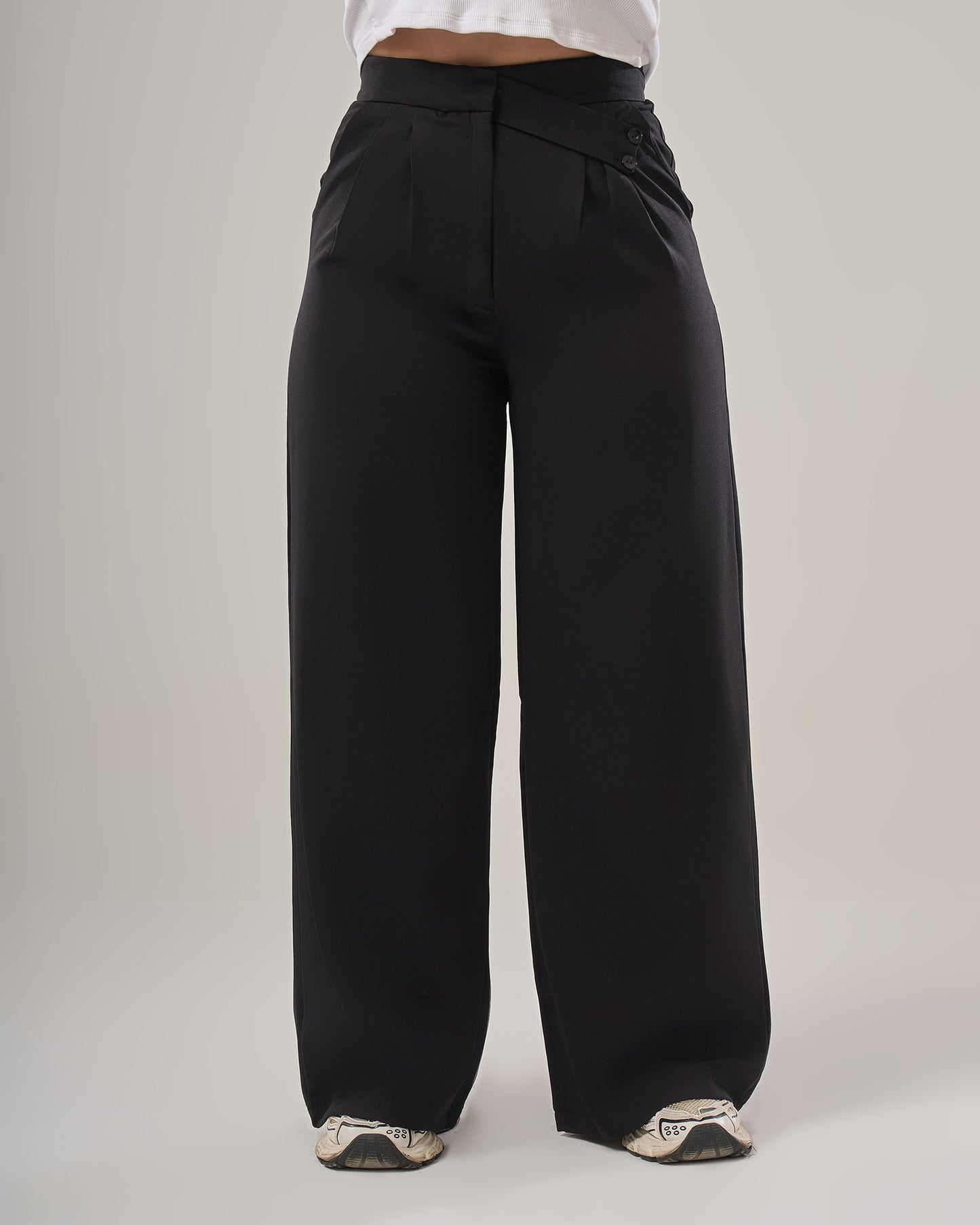 Irregular waist wide leg pants