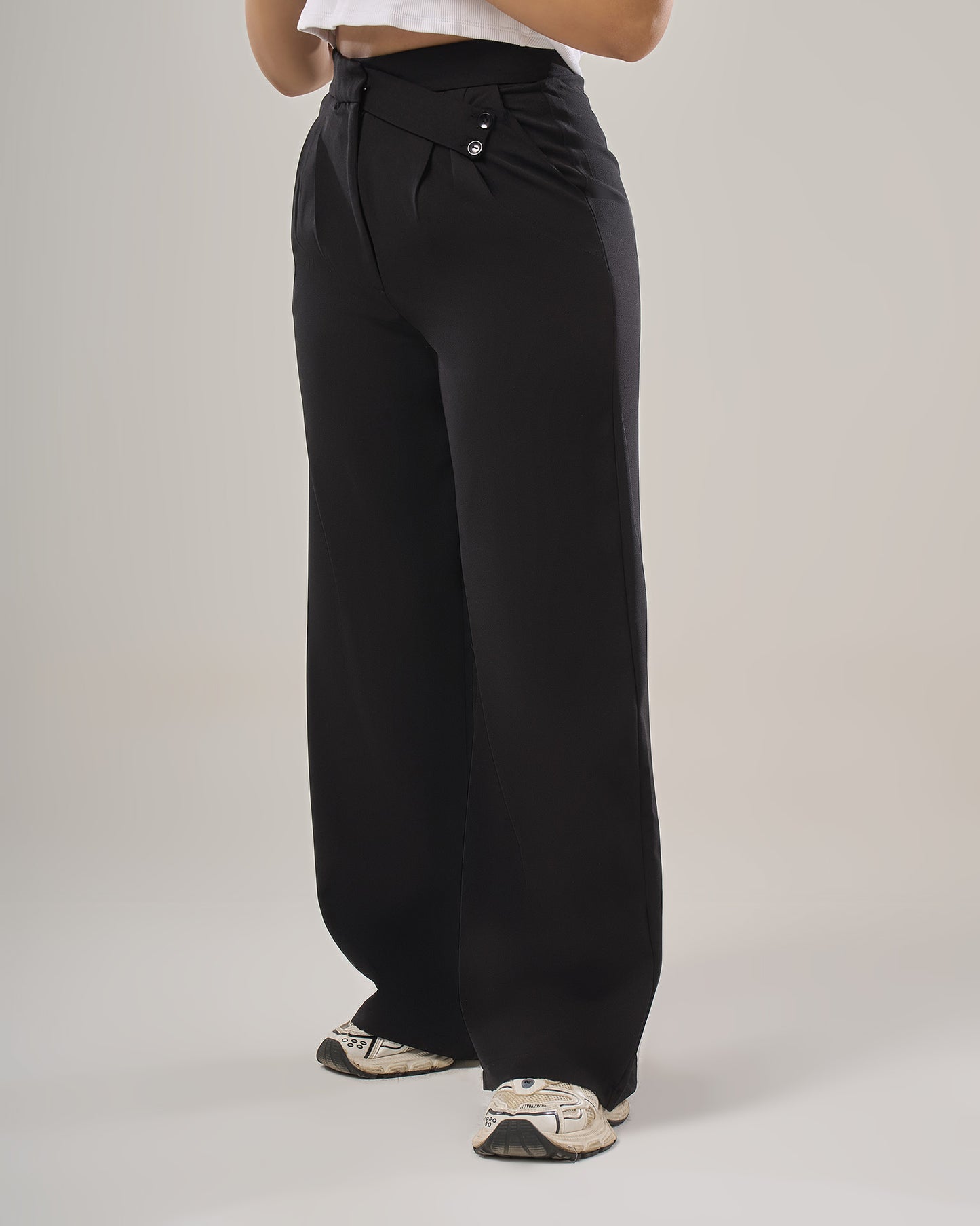 Irregular waist wide leg pants