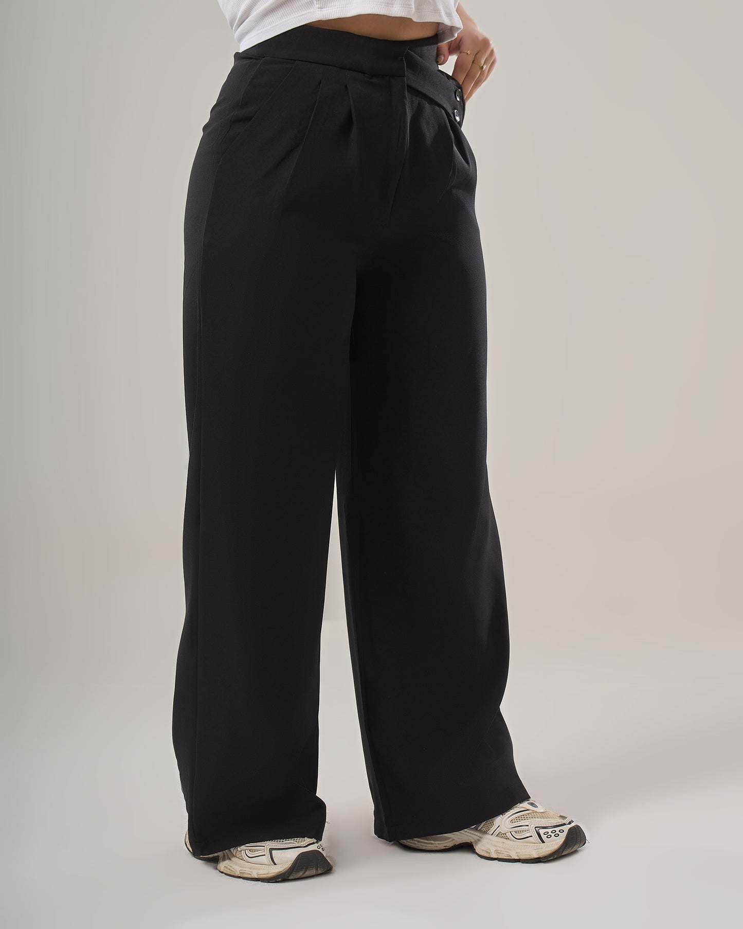 Irregular waist wide leg pants
