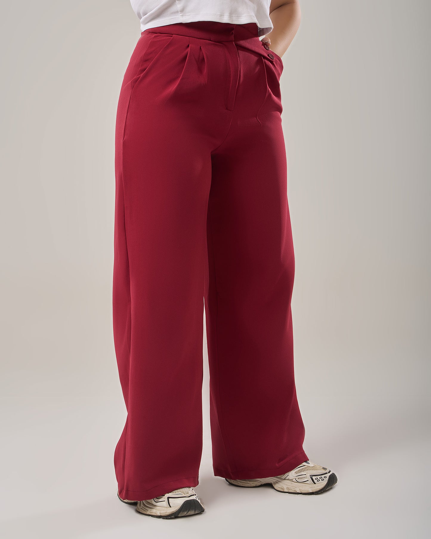 Irregular waist wide leg pants
