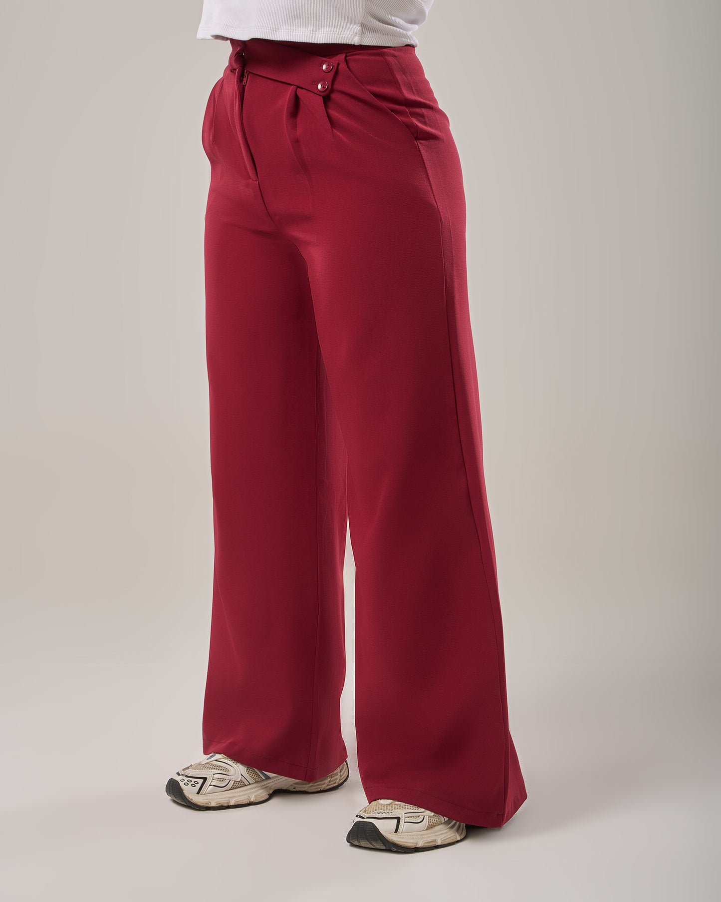Irregular waist wide leg pants