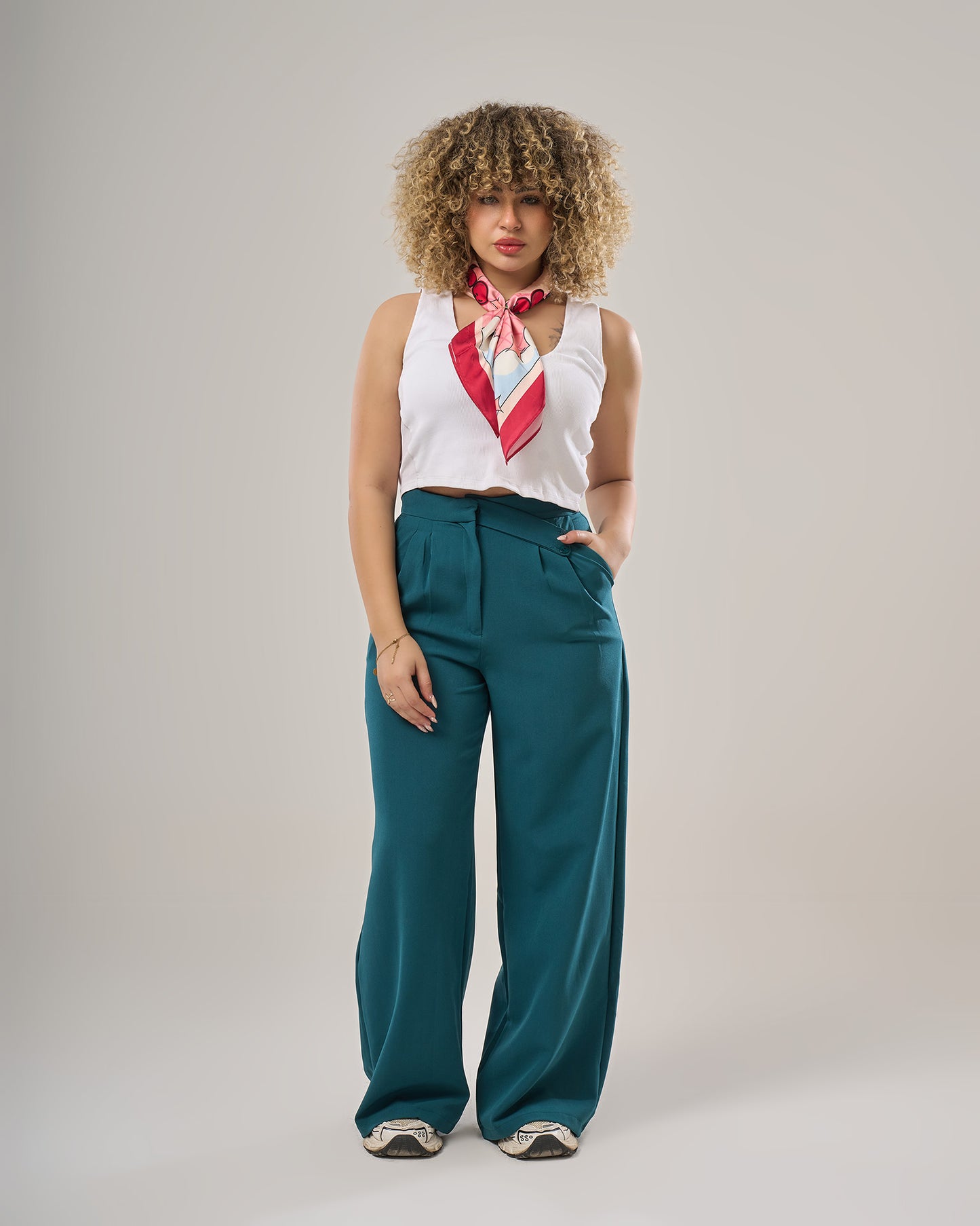 Irregular waist wide leg pants