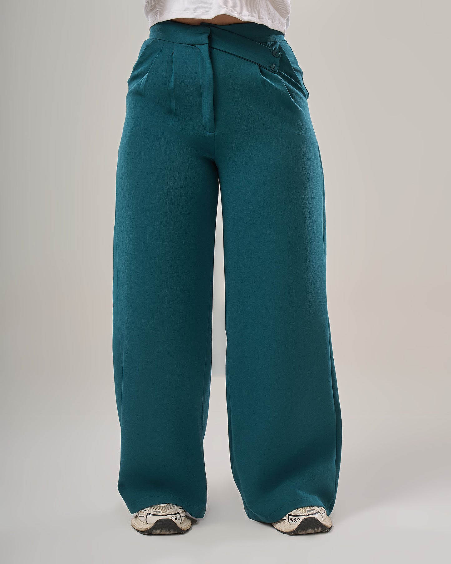 Irregular waist wide leg pants