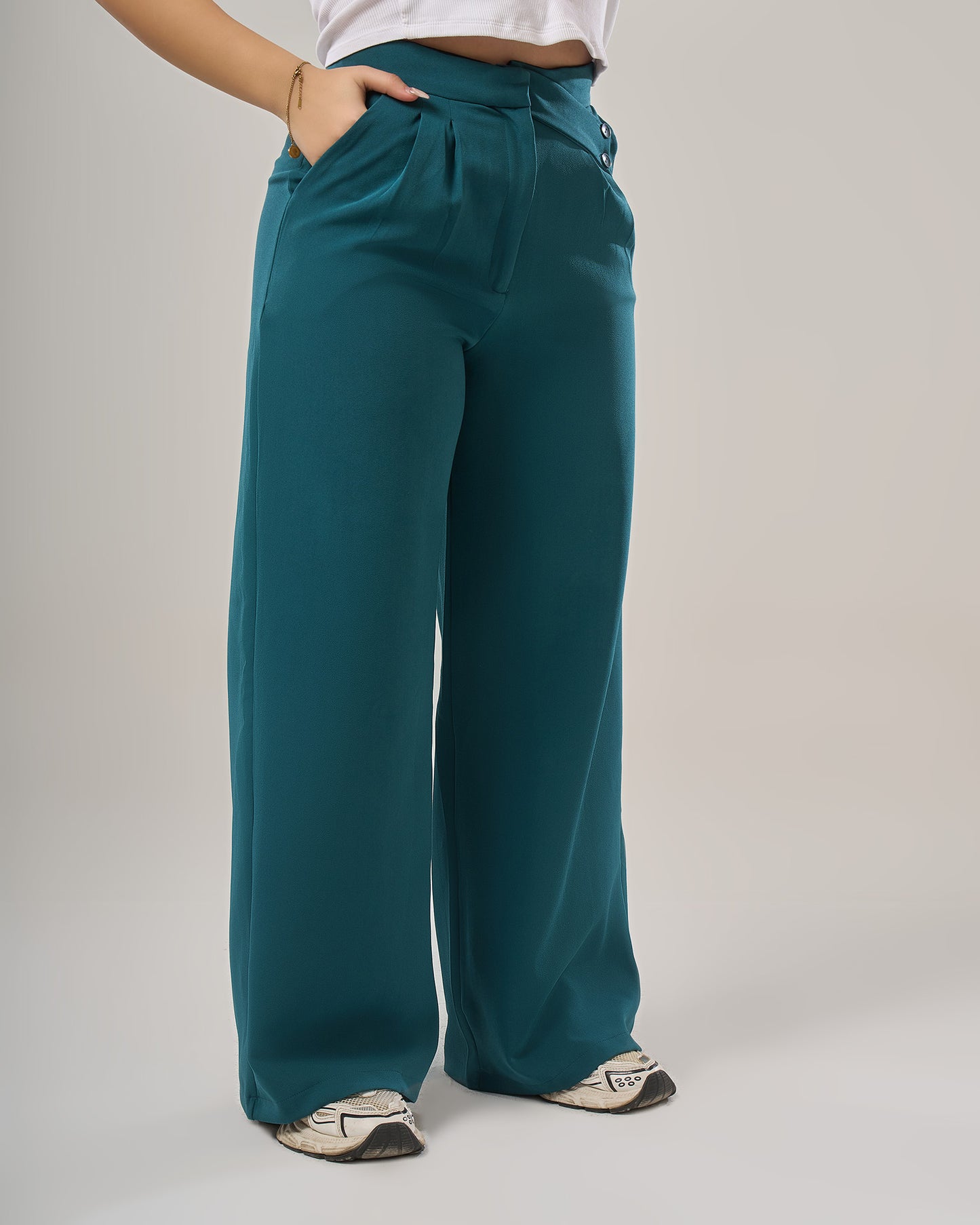 Irregular waist wide leg pants