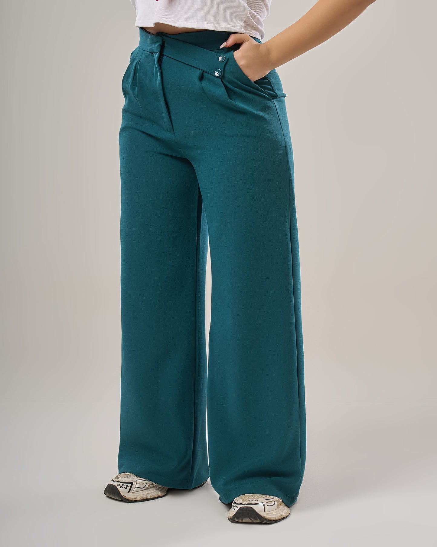 Irregular waist wide leg pants