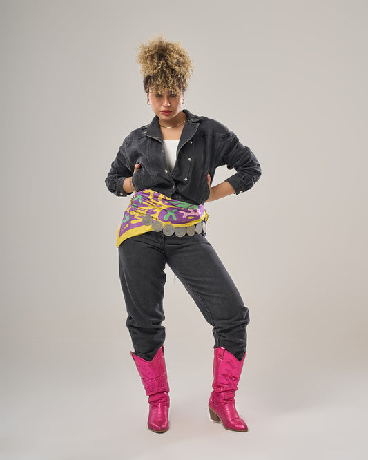 Denim jumpsuit long sleeves loose fitting